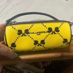 Karl Lagerfeld Yellow and Black Skull Clutch